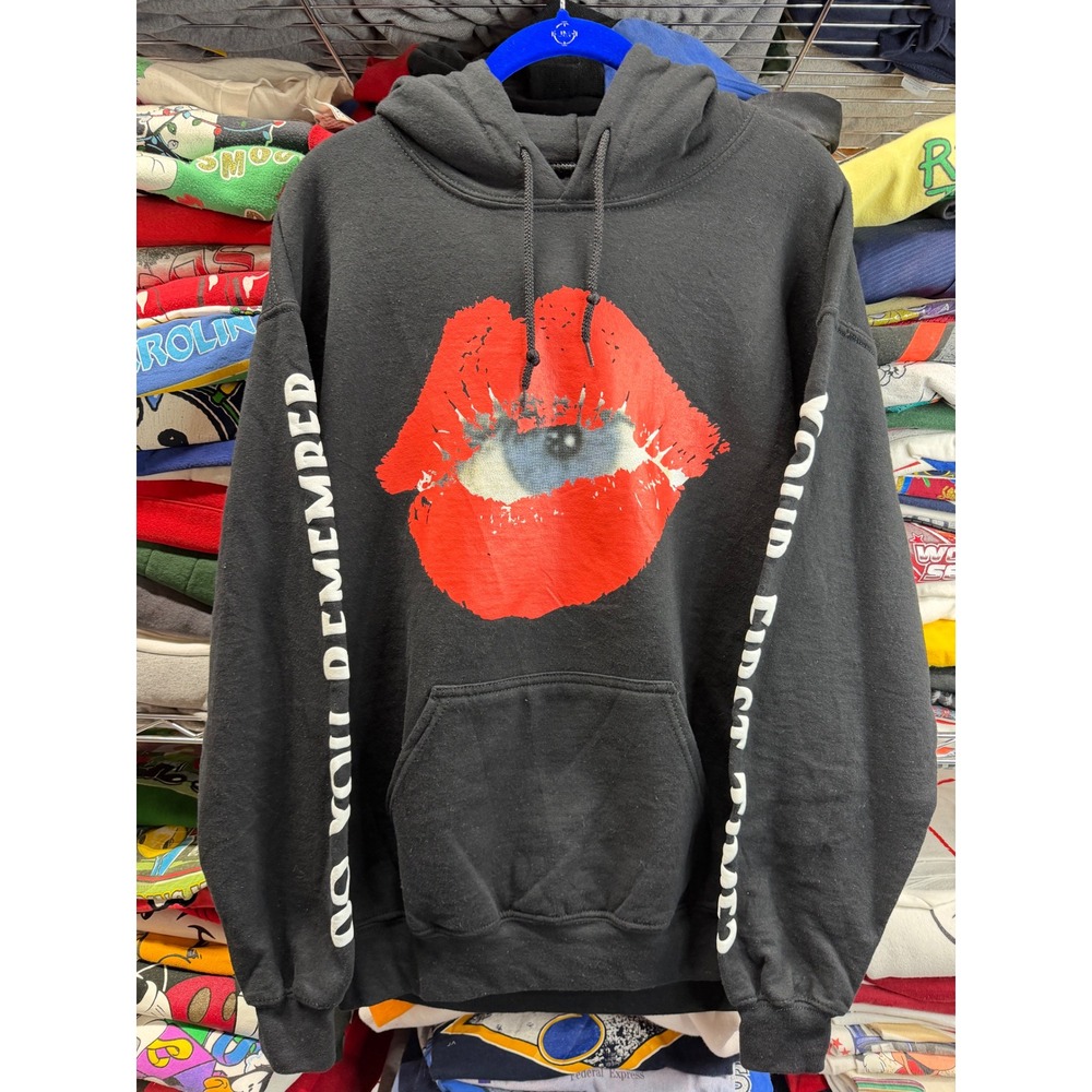 The Kid LAROI 2022 EOTW Tour Hoodie Black Puff Print Eye Lips Mens Medium